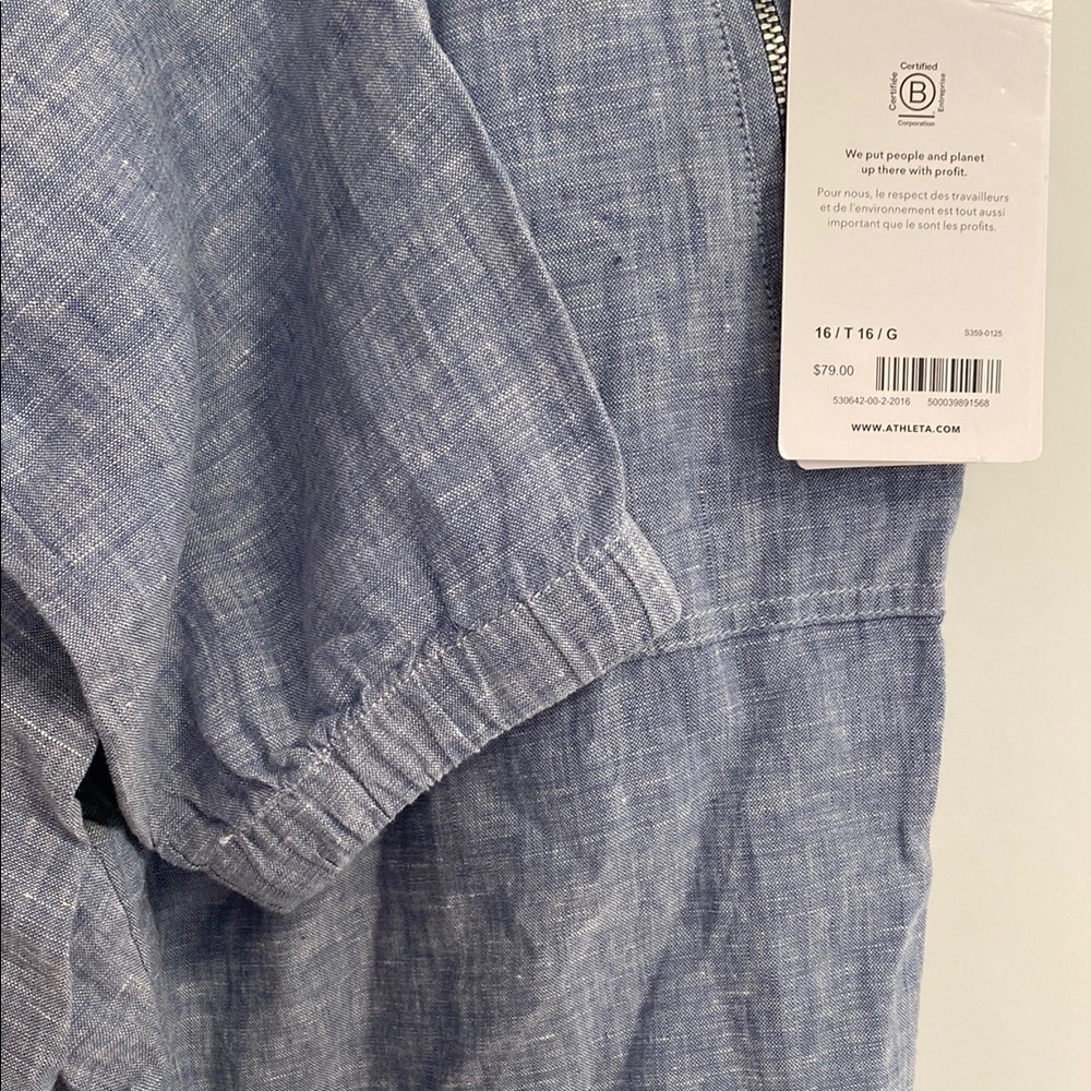 Casual Blue Linen Joggers with Zipper Pockets - Picture 4 of 9